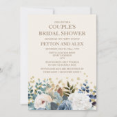 Invitation Dusty Bleu Blanc Floral Couples Or Bridal Showe (Devant)