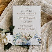 Invitation Dusty Bleu Blanc Floral Couples Or Bridal Showe