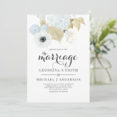 Invitation Dusty Bleu Blanc Marine Anemone Mariage BUDGET (Debout devant)