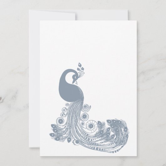 Invitation Dusty bleu blanc royal paon élégant Mariage (Dos)