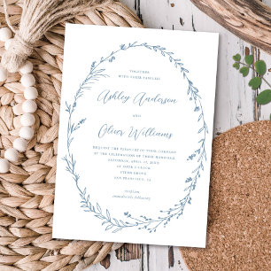 Invitation Dusty Bleu Blanc Rustique Fleur sauvage Mariage de