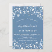 Invitation Dusty bleu blanc stars anniversaire luxe (Devant)