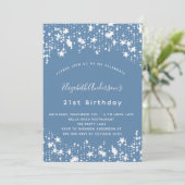 Invitation Dusty bleu blanc stars anniversaire luxe (Debout devant)