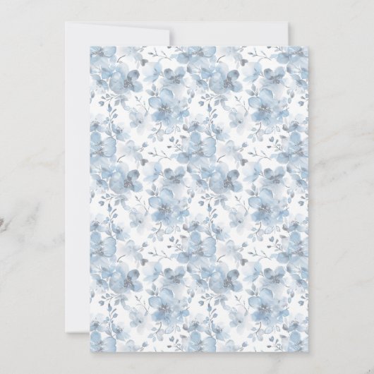 Invitation Dusty Bleu Botanique Classique Mariage élégant (Dos)