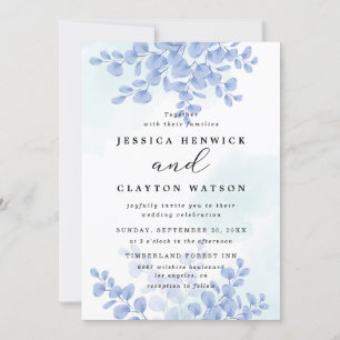 Invitation Dusty Bleu Botanique Eucalyptus Mariage Feuille