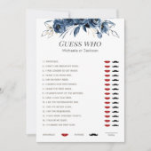 Invitation Dusty bleu Devinez Qui Floral Fête des mariées Jeu (Devant)