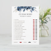 Invitation Dusty bleu Devinez Qui Floral Fête des mariées Jeu (Debout devant)