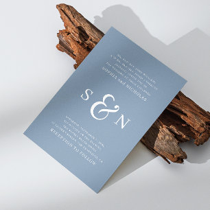 Invitation Dusty bleu élégant mariage de typographie nautique