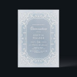 Invitation Dusty bleu élégant orné vintage quinceañera<br><div class="desc">Design élégant vintage orné cadre en crème sur arrière - plan bleu poussiéreux doux,  romantique et sophistiqué,  idéal pour quinceañera vintage.</div>