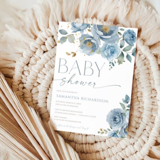 Invitation Dusty bleu élégant rose garçon baby shower