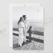 Invitation Dusty bleu et orange Love Note Enregistrer la date (Dos)