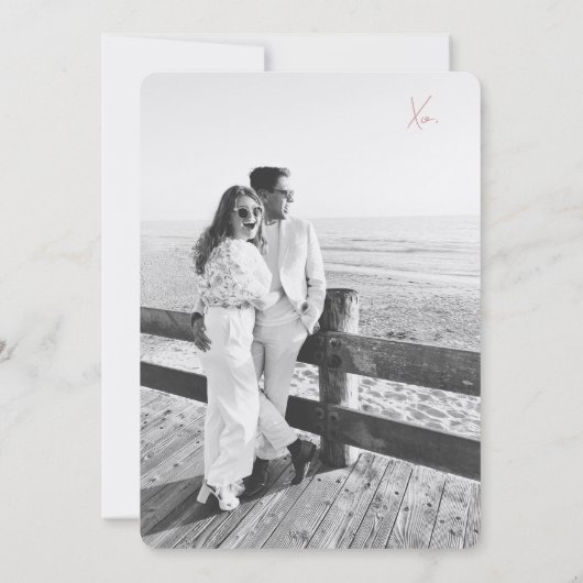 Invitation Dusty bleu et rose Love Note Enregistrer la date (Dos)