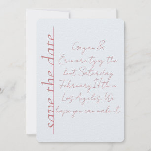 Invitation Dusty bleu et rose Love Note Enregistrer la date