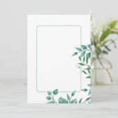 Invitation Dusty bleu et vert feuille version 2 blanc (Debout devant)