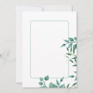Invitation Dusty bleu et vert feuille version 2 blanc