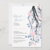 Invitation Dusty bleu, fleurs roses douche de mariée virtuell (Devant)