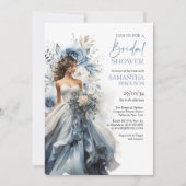 Invitation Dusty bleu floral sauge eucalyptus mariage (Devant)
