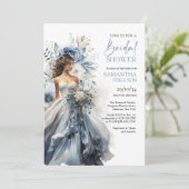 Invitation Dusty bleu floral sauge eucalyptus mariage (Debout devant)