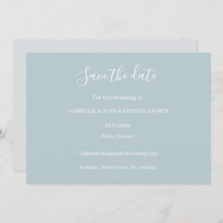 Invitation Dusty bleu gris et blanc Enregistrer le Mariage Da