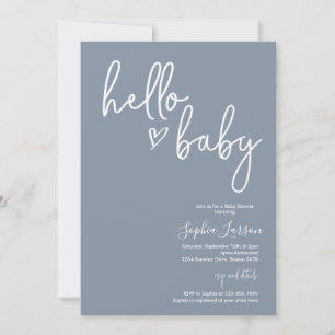Invitation Dusty Bleu Minimaliste Moderne Baby shower Boho