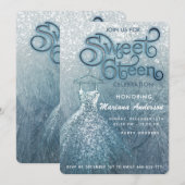 Invitation Dusty bleu neige hiver merveilleux doux 16 (Devant / Derrière)