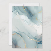 Invitation Dusty Bleu Or Moderne Romantique Chic Plage Mariag (Dos)