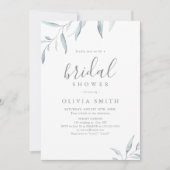 Invitation Dusty bleu verdure minimale rustique douche nuptia (Devant)