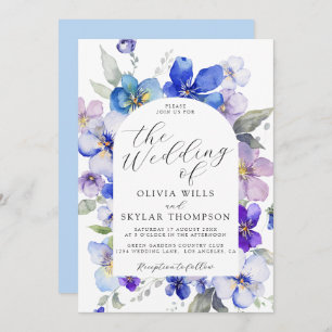 Invitation Dusty bleu violet mauve Mariage de fleurs de marin