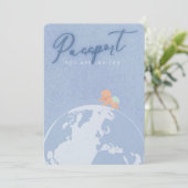 Invitation Dusty bleu Voyage passeport garçon baby shower (Debout devant)