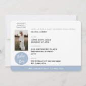 Invitation Dusty bleu Voyage passeport garçon baby shower (Dos)