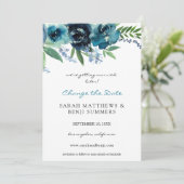 Invitation Dusty Blue 2 Floral Changer la date (Grand) (Debout devant)