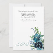 Invitation Dusty Blue 2 Floral Changer la date (Grand) (Dos)