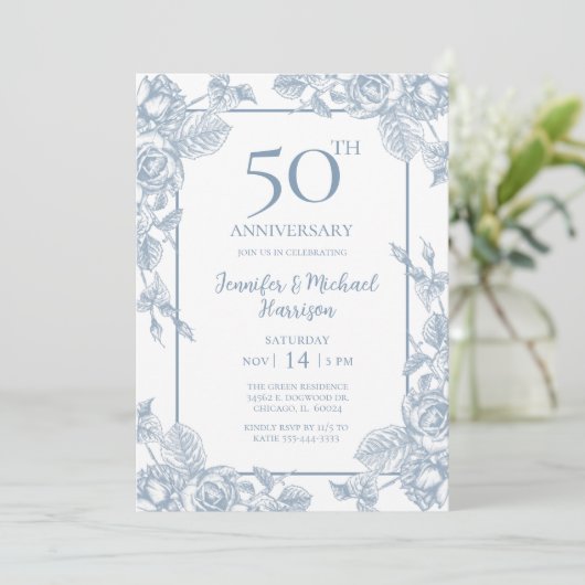 Invitation Dusty Blue 50e anniversaire (Debout devant)