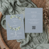 Invitation Dusty Blue All in One Eucalyptus QR Code Mariage