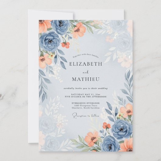 Invitation Dusty Blue Alluring Spring Wedding (Devant)