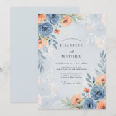 Invitation Dusty Blue Alluring Spring Wedding (Devant / Derrière)