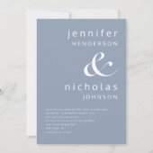 Invitation Dusty Blue Ampersand Mariage de typographie (Devant)