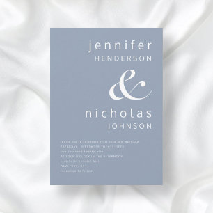 Invitation Dusty Blue Ampersand Mariage de typographie