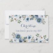 Invitation Dusty Blue and Grey Floral Be my Maid of Honor (Devant)