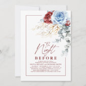 Invitation Dusty Blue and Red Floral Rehearsal Dinner (Devant)