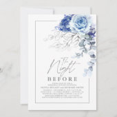 Invitation Dusty Blue and Silver Floral Rehearsal Dinner (Devant)