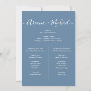 Invitation Dusty Blue and White Liste simple de fête de marié