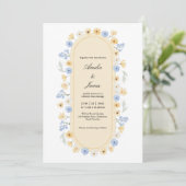 Invitation Dusty Blue and Yellow Wildflower Garden Wedding (Debout devant)