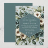 Invitation Dusty Blue Anemone Bloom Wedding (Devant / Derrière)