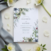 Invitation Dusty Blue Anemone Winter Wedding