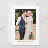 Invitation Dusty Blue Aquarelle Rose Photo Mariage or (Dos)