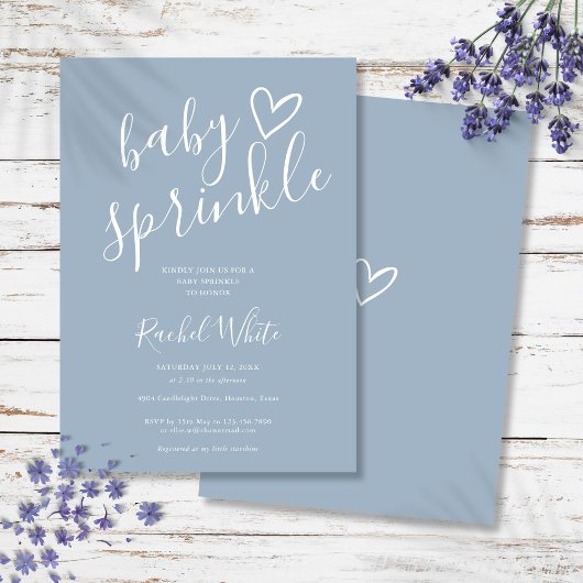 Invitation Dusty Blue Baby Boy Baby Sprinkle Douche