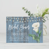 Invitation Dusty Blue Barn Wood Lily Flower Fête des mariées (Debout devant)