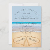 Invitation Dusty Blue Beach 2 Coeurs Dîner de répétition de s (Devant)
