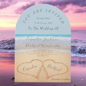 Invitation Dusty Blue Beach Wedding 2 Coeurs Mariage de sable